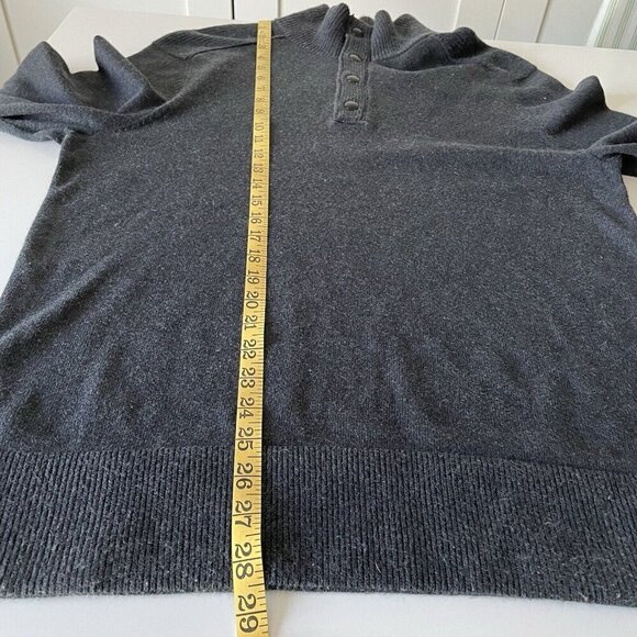 Banana Republic Size M Gray Cotton Silk Quarter Snap Mock Neck Pullover Sweater - Picture 10 of 10